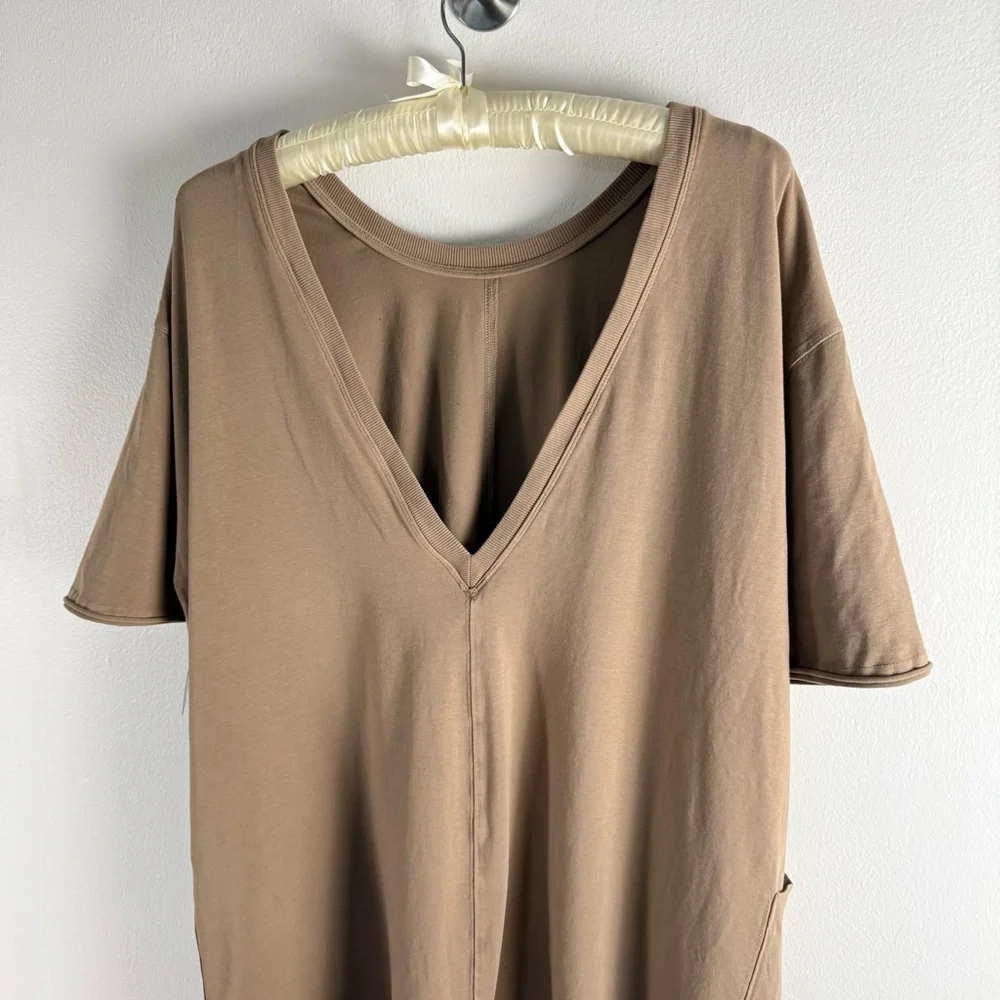 FREE PEOPLE MOVEMENT HOT SHOT TEE ROMPER- Mocha Latte/ Tan Reversible NWT LARGE - Picture 7 of 15
